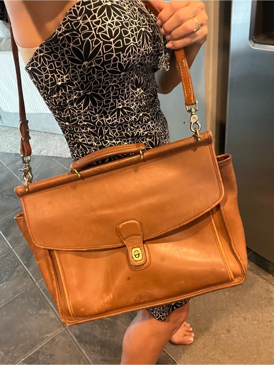 Coach Handbags - Coach Large Leather Metropolitan brief bag in Tan Cognac
